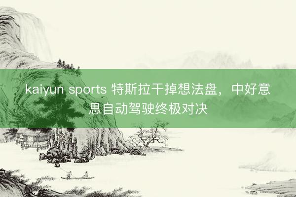 kaiyun sports 特斯拉干掉想法盘,中好意思自动驾驶终极对决